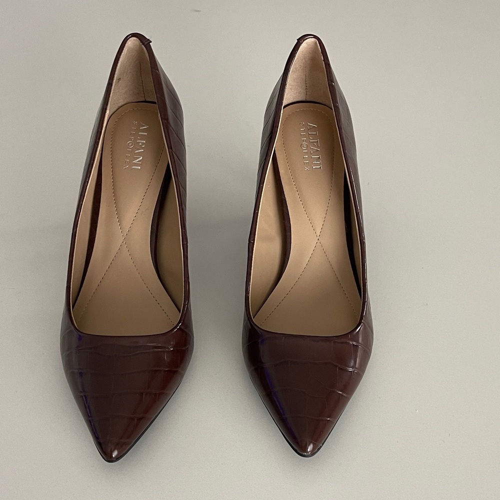 Alfani Croc-Embossed Heels Dark Brown Women's 9.5M